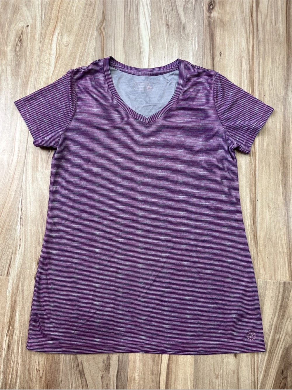 be inspired Purple Heather Striped V-Neck Short Sleeve Top